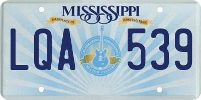 MS license plate LQA539