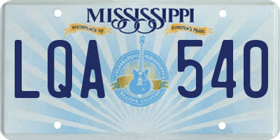 MS license plate LQA540