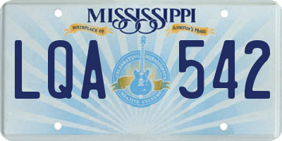 MS license plate LQA542