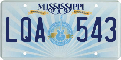 MS license plate LQA543