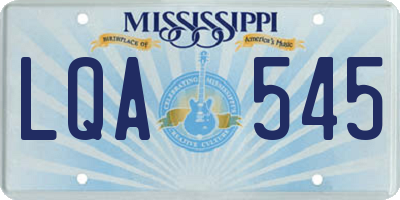 MS license plate LQA545