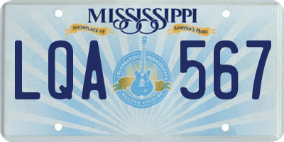 MS license plate LQA567