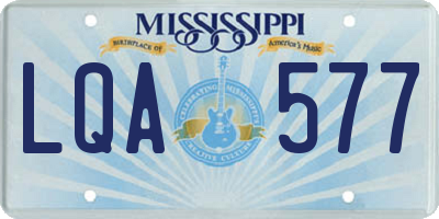 MS license plate LQA577