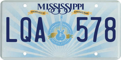 MS license plate LQA578