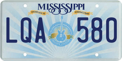 MS license plate LQA580