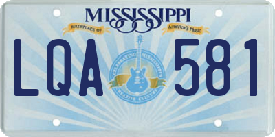 MS license plate LQA581