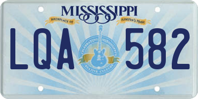 MS license plate LQA582