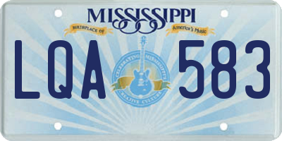 MS license plate LQA583