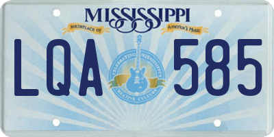 MS license plate LQA585