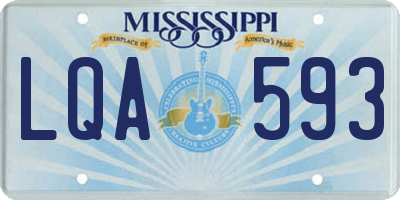 MS license plate LQA593