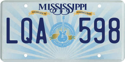 MS license plate LQA598