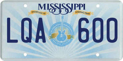 MS license plate LQA600