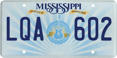 MS license plate LQA602