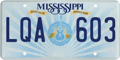MS license plate LQA603