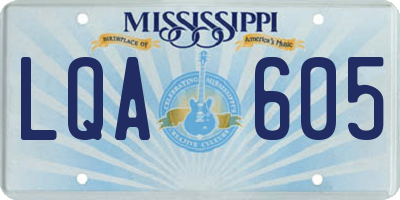 MS license plate LQA605