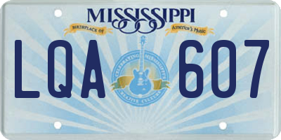 MS license plate LQA607