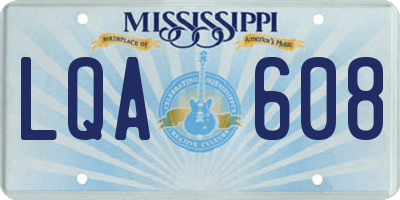 MS license plate LQA608