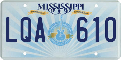 MS license plate LQA610