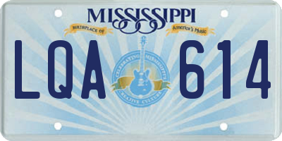 MS license plate LQA614