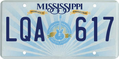 MS license plate LQA617
