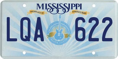 MS license plate LQA622