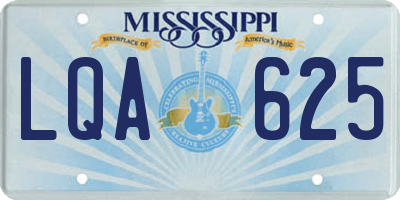 MS license plate LQA625
