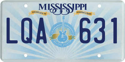 MS license plate LQA631