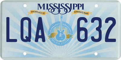 MS license plate LQA632
