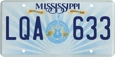 MS license plate LQA633