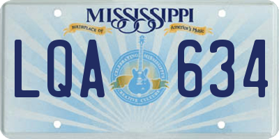 MS license plate LQA634