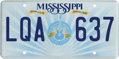 MS license plate LQA637