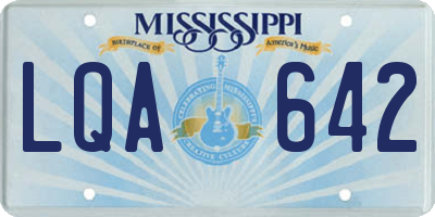MS license plate LQA642
