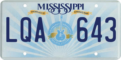MS license plate LQA643