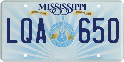 MS license plate LQA650