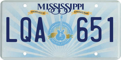 MS license plate LQA651