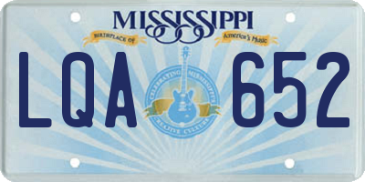 MS license plate LQA652