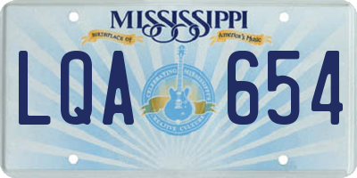 MS license plate LQA654