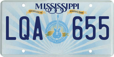 MS license plate LQA655
