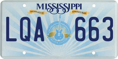 MS license plate LQA663