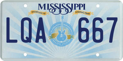 MS license plate LQA667