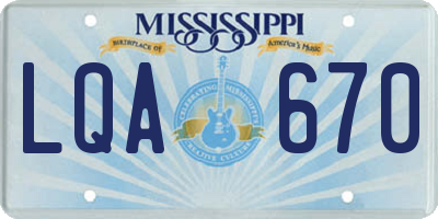 MS license plate LQA670
