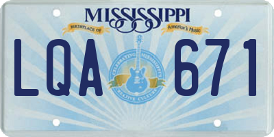 MS license plate LQA671