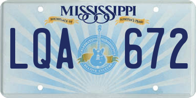 MS license plate LQA672