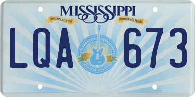 MS license plate LQA673