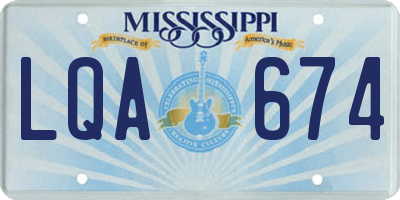 MS license plate LQA674
