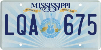 MS license plate LQA675