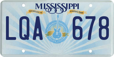 MS license plate LQA678