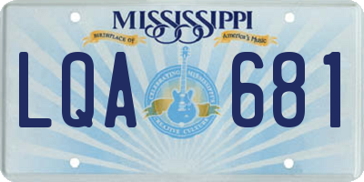 MS license plate LQA681