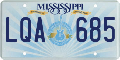 MS license plate LQA685