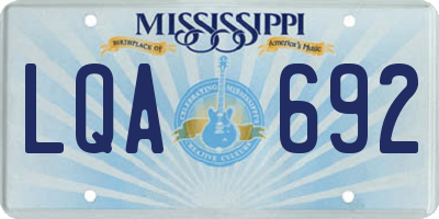 MS license plate LQA692